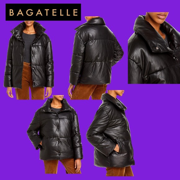 BAGATELLE Collection NEW Oversized Faux Leather Channel Quilted Jacket L - Picture 3 of 10